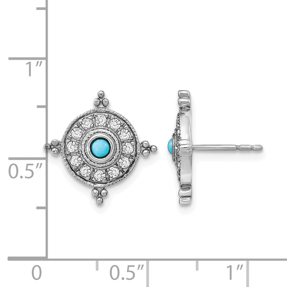 14k White Gold Turquoise and White Topaz Earrings