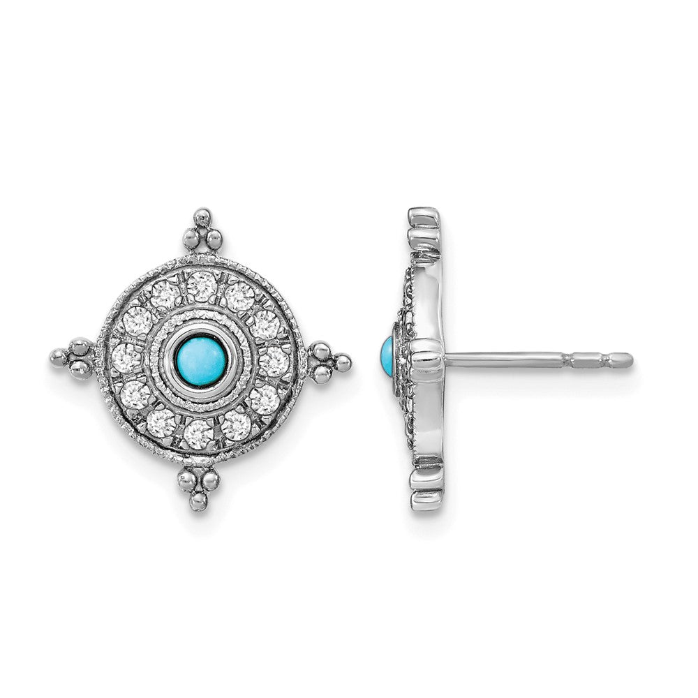 14k White Gold Turquoise and White Topaz Earrings