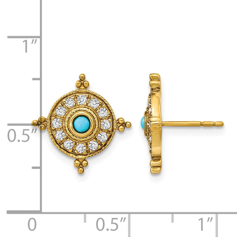 14k Turquoise and White Topaz Earrings