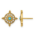 14k Turquoise and White Topaz Earrings