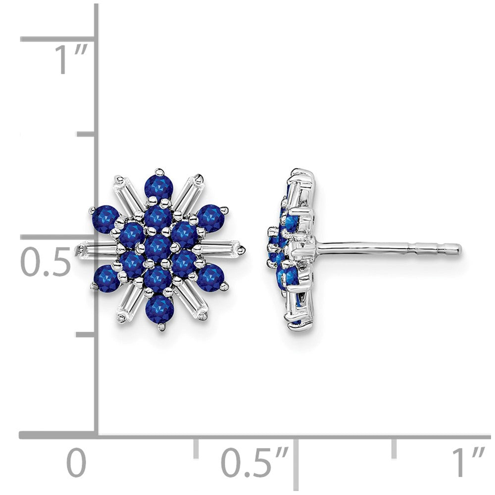 14k White Gold Sapphire and Diamond Earrings