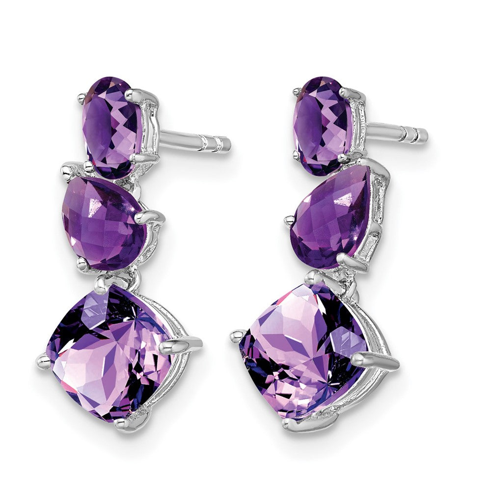 14k White Gold Amethyst Dangle Earrings