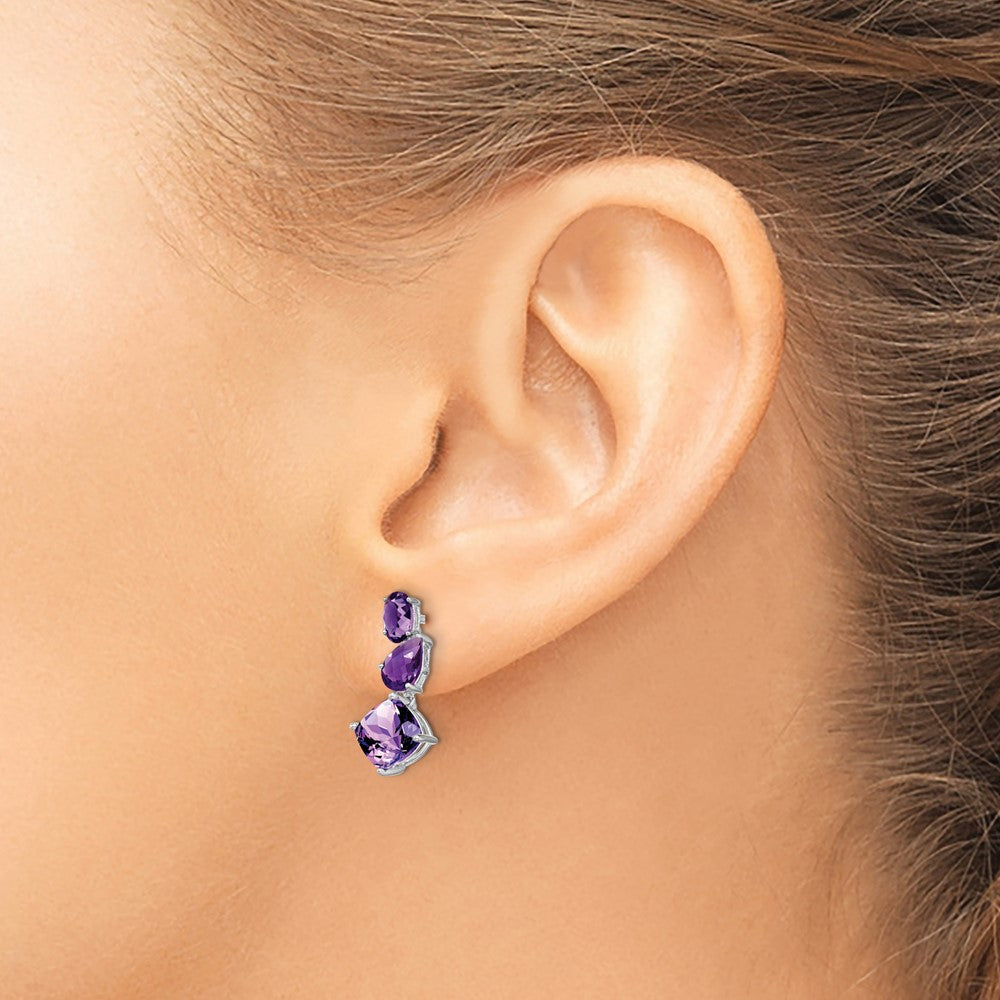 14k White Gold Amethyst Dangle Earrings