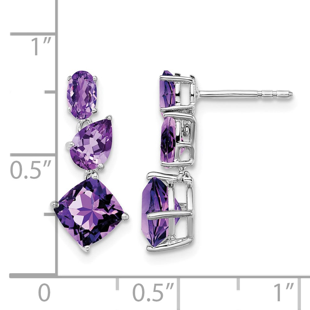 14k White Gold Amethyst Dangle Earrings