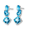 14k White Gold Blue Topaz Dangle Earrings