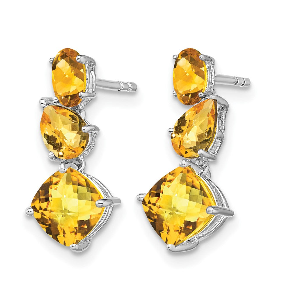 14k White Gold Citrine Dangle Earrings