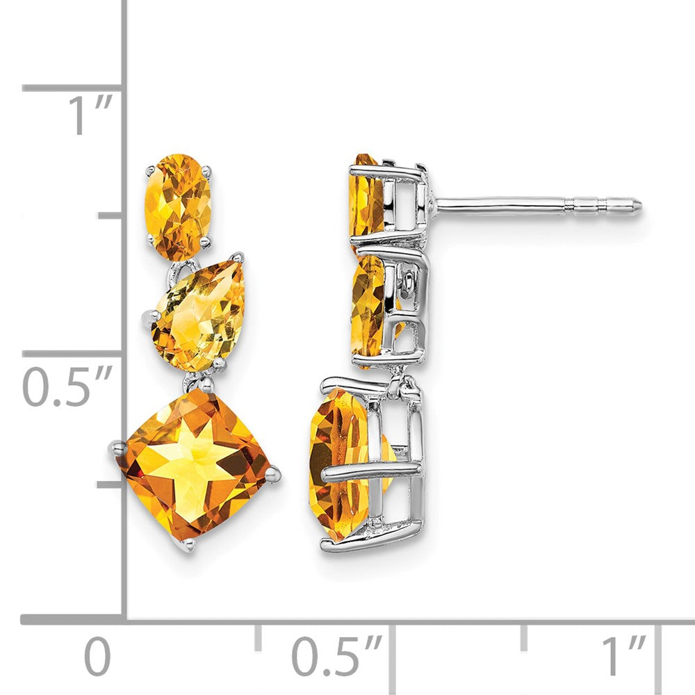 14k White Gold Citrine Dangle Earrings