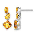 14k White Gold Citrine Dangle Earrings