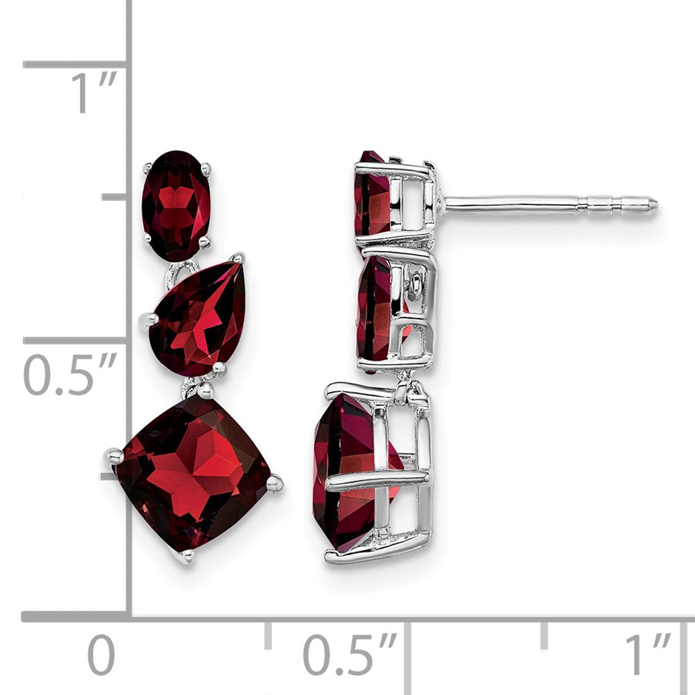 14k White Gold Garnet Dangle Earrings