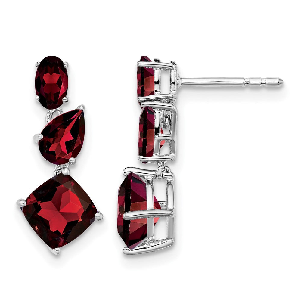 14k White Gold Garnet Dangle Earrings