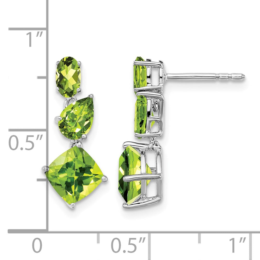 14k White Gold Peridot Dangle Earrings