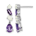14k White Gold Amethyst and Opal Dangle Earrings