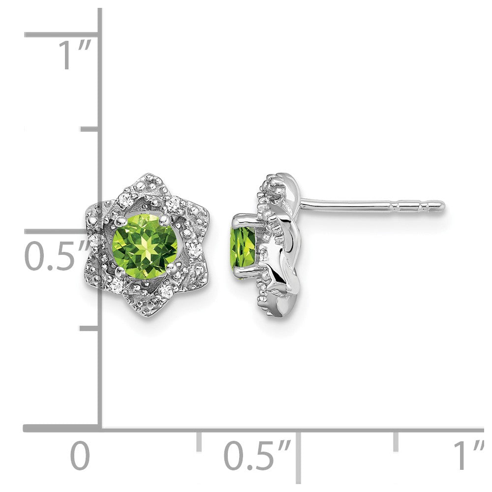 14k White Gold Peridot and Diamond Post Earrings