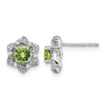 14k White Gold Peridot and Diamond Post Earrings