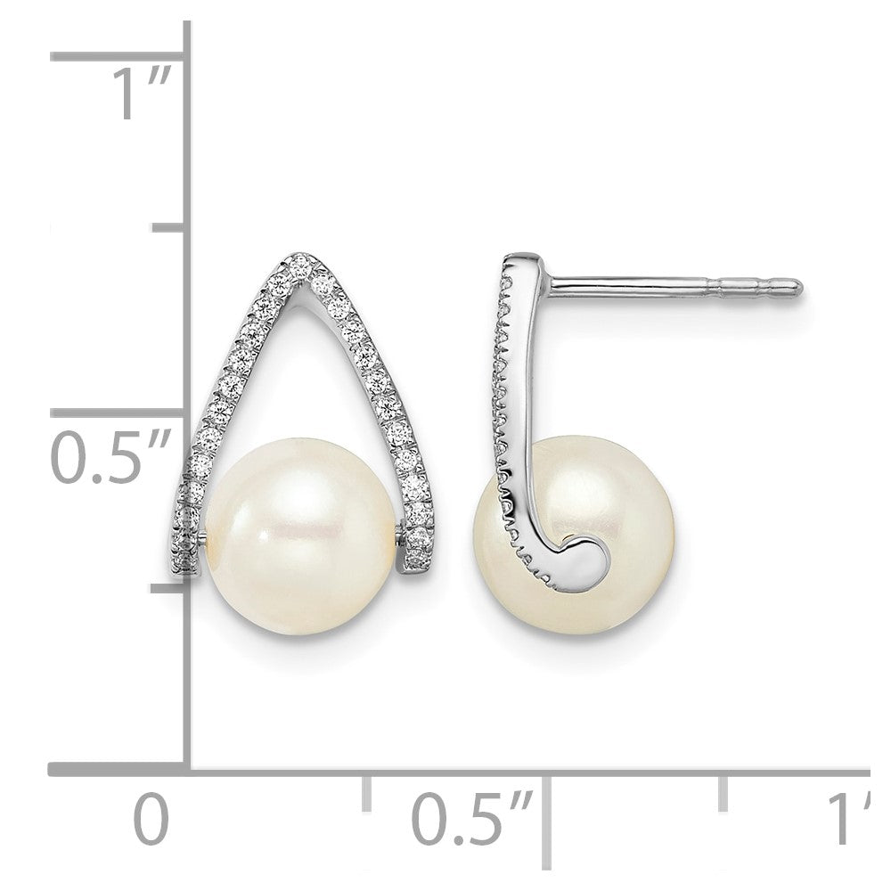 14k White Gold Polished FWC Pear Post Earrings