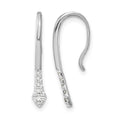 14k White Gold Polished Diamond Drop Wire Earrings