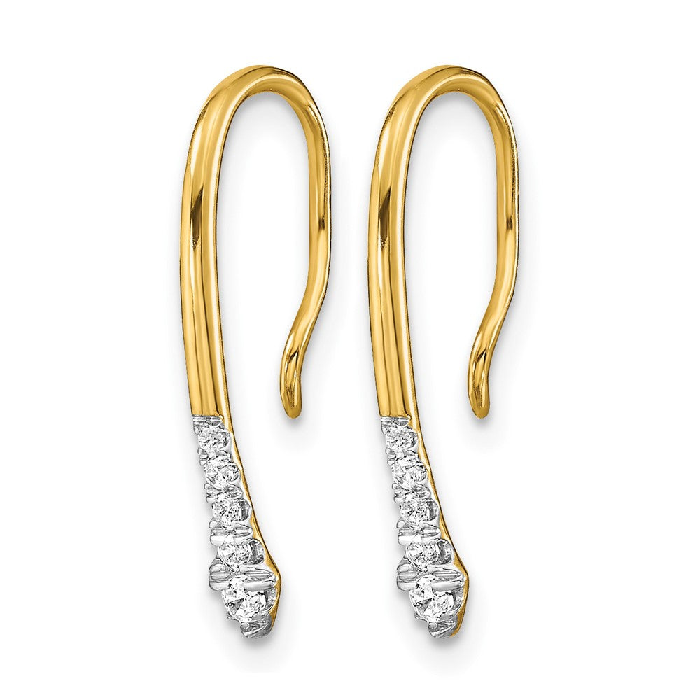 14k Polished Diamond Drop Wire Earrings