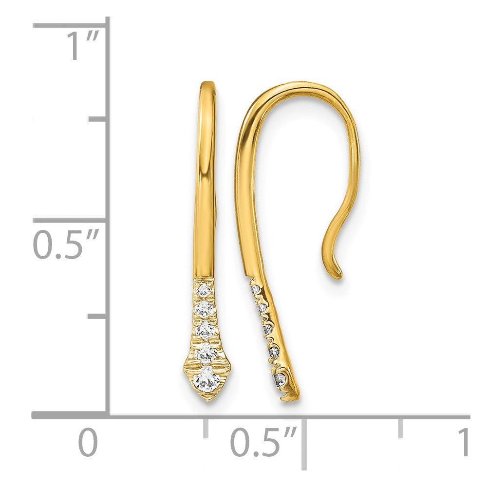 14k Polished Diamond Drop Wire Earrings
