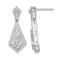 14k White Gold Polished Fancy Dangle Diamond Post Earring