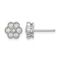 14k White Gold Floral Diamond Post Earrings