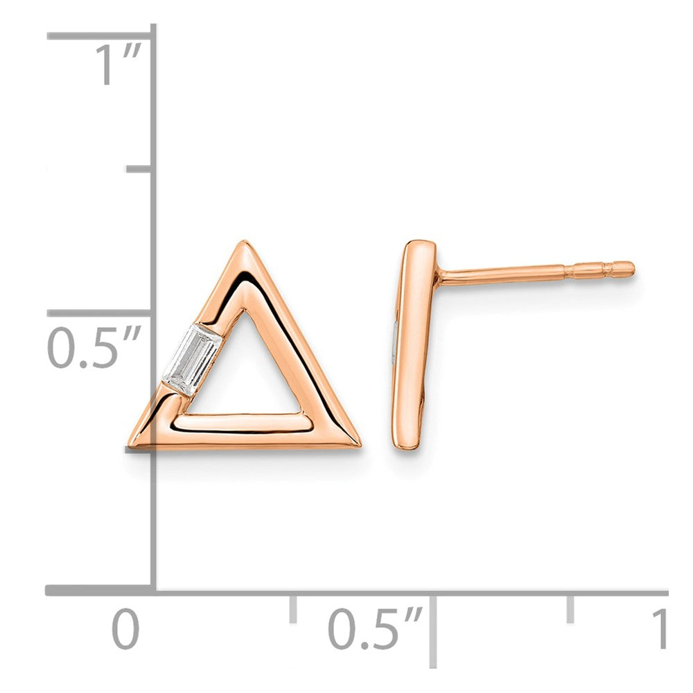 14k Rose Gold Polished Triangle Diamond Post Earrings