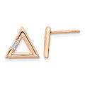 14k Rose Gold Polished Triangle Diamond Post Earrings