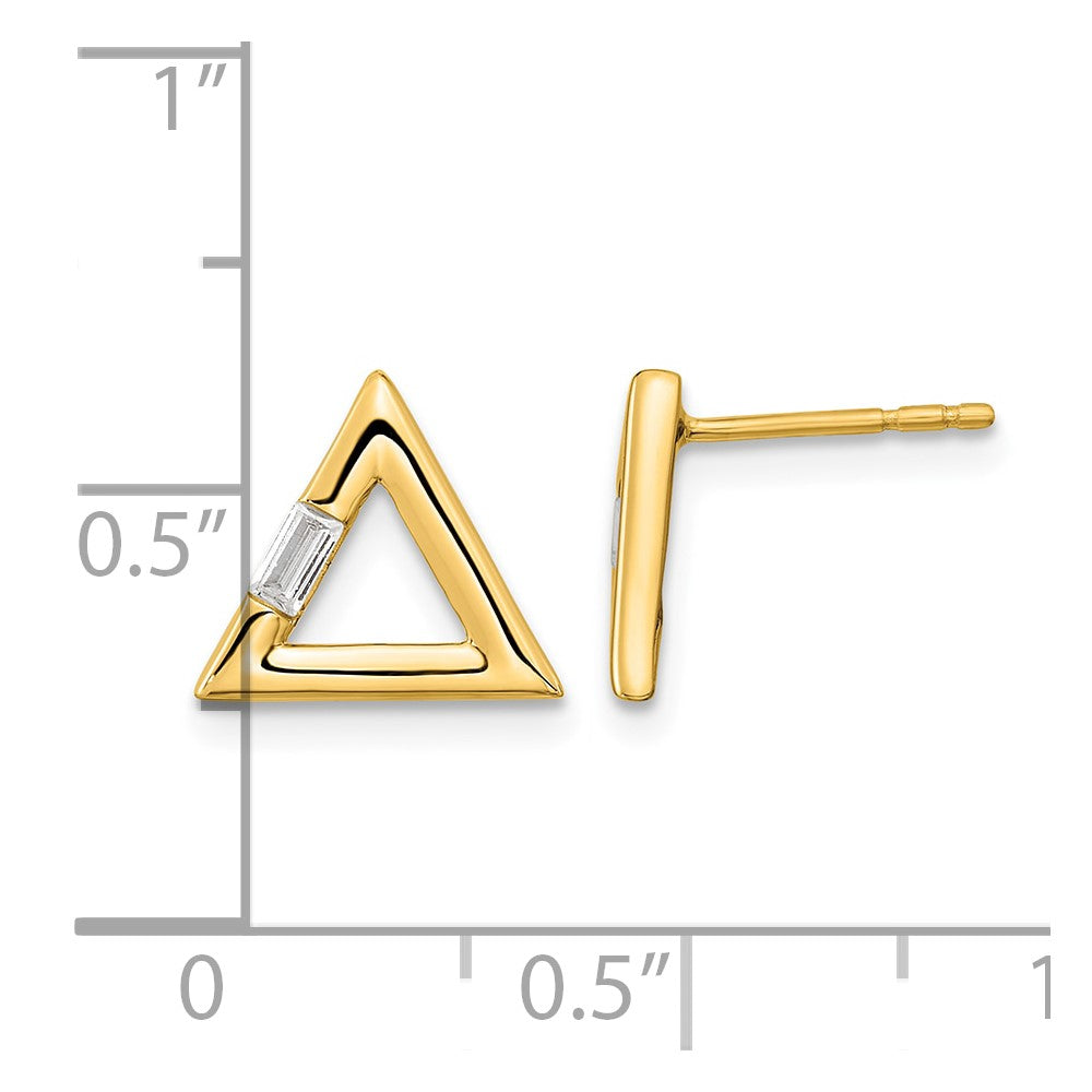 14k Polished Triangle Diamond Post Earrings