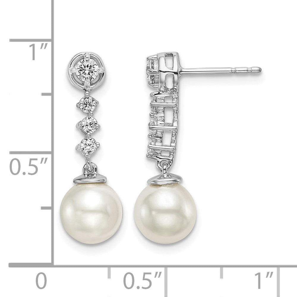 14k White Gold Freshwater Cultured Pearl & Diamond Post Earrings