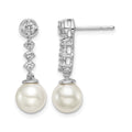 14k White Gold Freshwater Cultured Pearl & Diamond Post Earrings