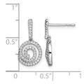 14k White Gold Circle Swirl Diamond Dangle Post Earrings