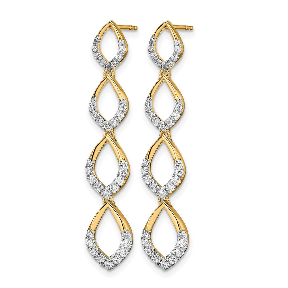 14k Polished Dangle Diamond Post Earrings