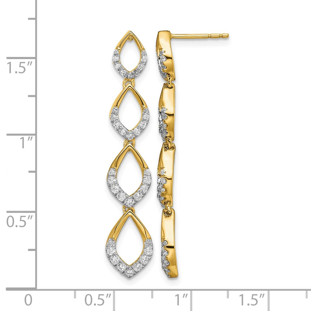 14k Polished Dangle Diamond Post Earrings