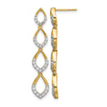 14k Polished Dangle Diamond Post Earrings
