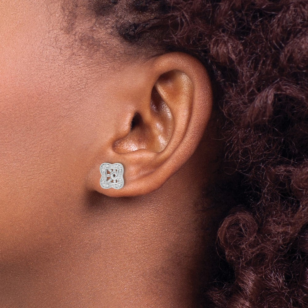 14k White Gold Diamond Earring Jackets