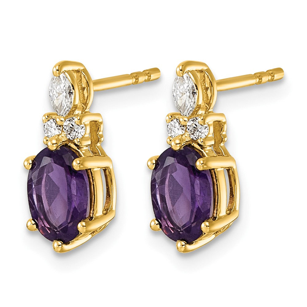 14K Diamond and Amethyst Post Earrings