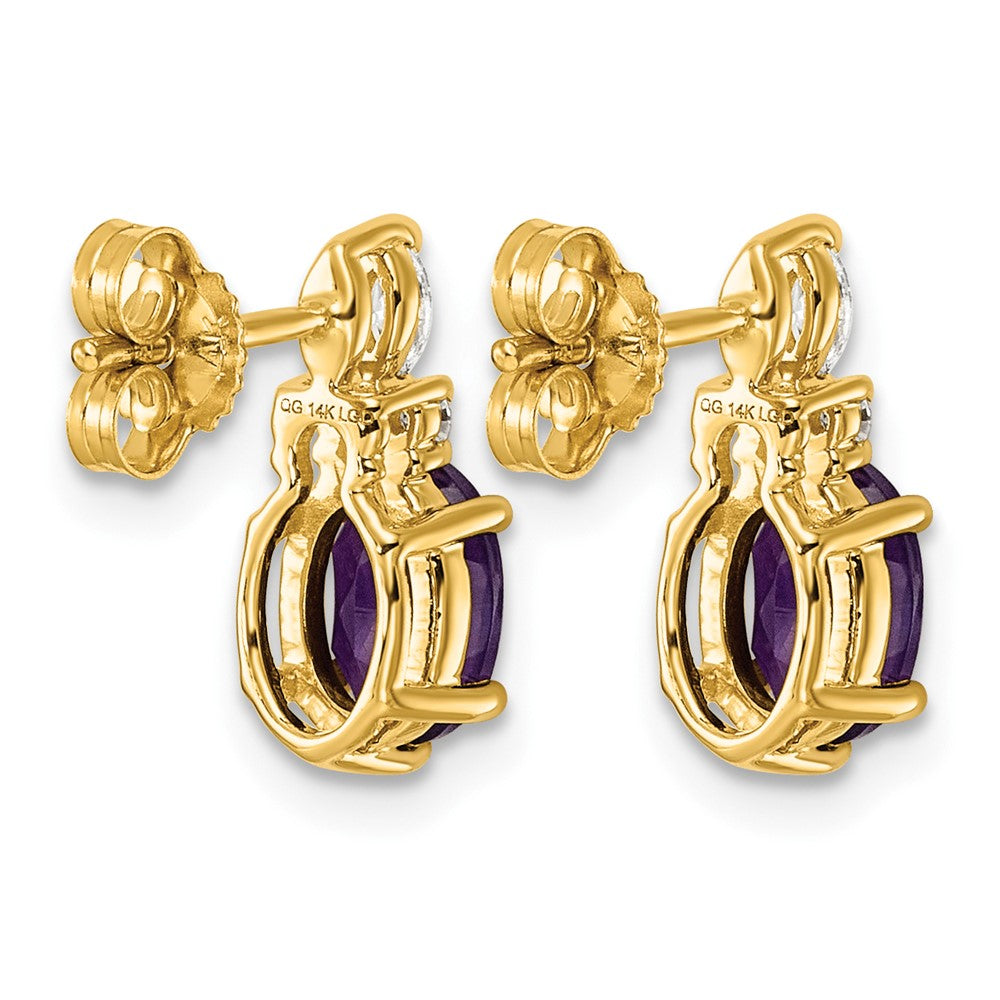 14K Diamond and Amethyst Post Earrings