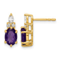 14K Diamond and Amethyst Post Earrings