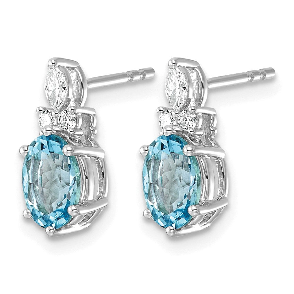 14K White Gold Diamond and Blue Topaz Post Earrings