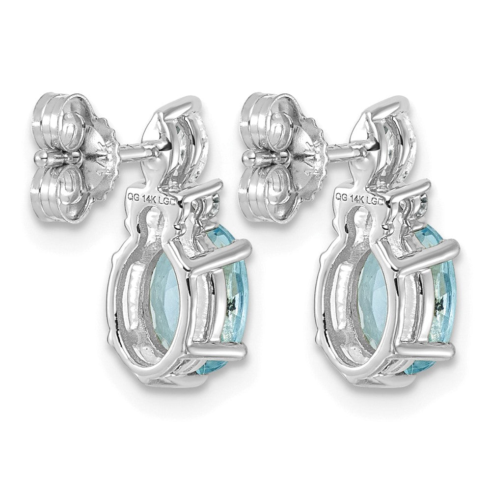 14K White Gold Diamond and Blue Topaz Post Earrings