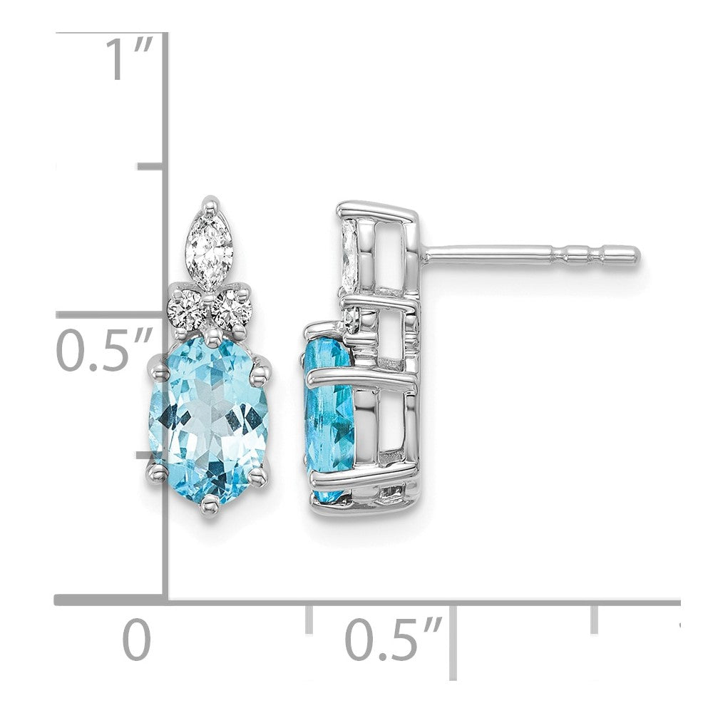 14K White Gold Diamond and Blue Topaz Post Earrings