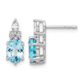 14K White Gold Diamond and Blue Topaz Post Earrings