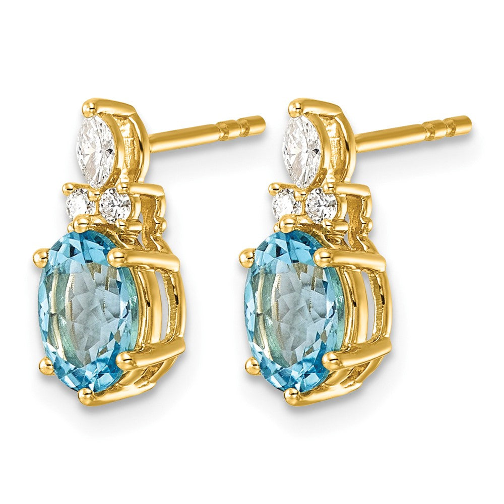14K Diamond and Blue Topaz Post Earrings