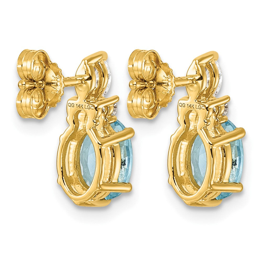 14K Diamond and Blue Topaz Post Earrings