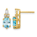 14K Diamond and Blue Topaz Post Earrings