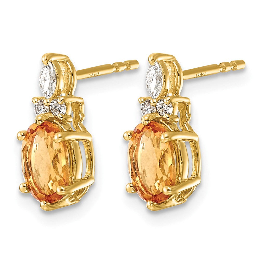 14K Diamond and Citrine Post Earrings