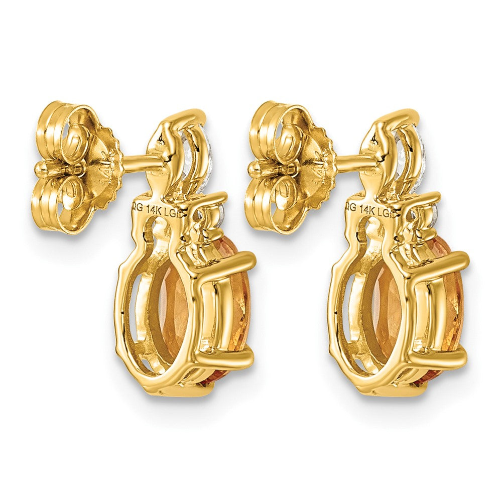 14K Diamond and Citrine Post Earrings