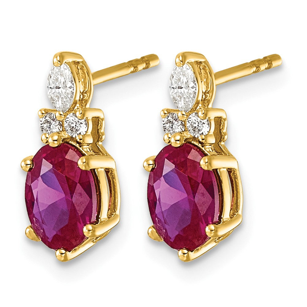 14K Diamond and Lab Created Ruby Post Earrings