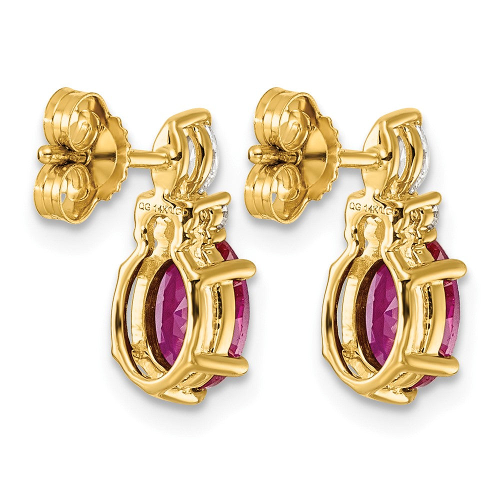 14K Diamond and Lab Created Ruby Post Earrings