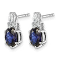 14K White Gold Diamond and Lab Created Sapphire Post Earrings