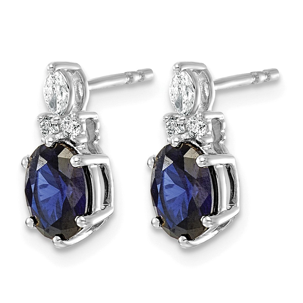 14K White Gold Diamond and Lab Created Sapphire Post Earrings
